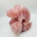 Large Unique Madagascar Rose Quartz Dragon With Castle Carving