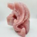 Large Unique Madagascar Rose Quartz Dragon With Castle Carving