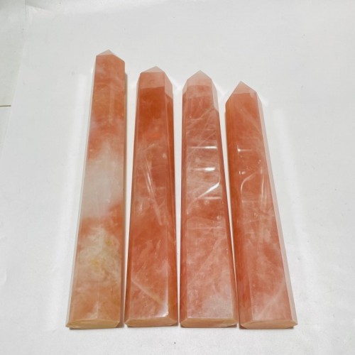 4 Pieces High Quality Large Madagascar Deep Pink Rose Quartz Points