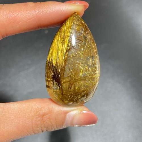 High Quality Spark Golden Rutile Teardrop Pendant