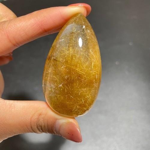 Super Clear Gold Rutilated Quartz Teardrop Pendant