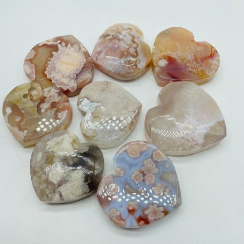 High Quality Sakura Flower Agate Heart Wholesale