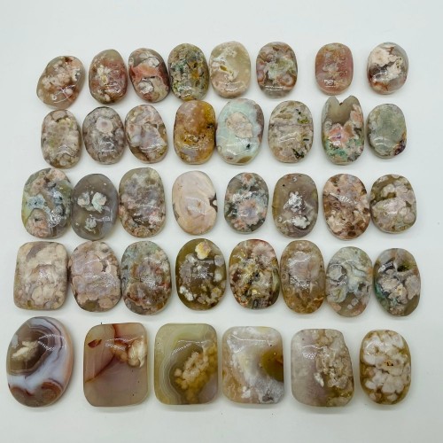 38Pieces High Quality Sakura Flower Agate Palm Stone