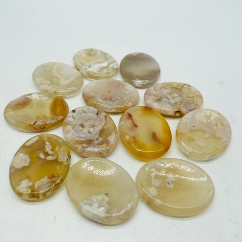 Sakura Flower Agate Worry Stone Wholesale