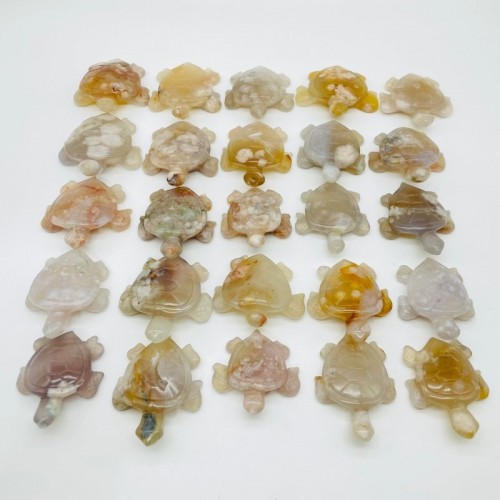 25 Pieces High Quality Sakura Flower Agate Sea Turtle Carving