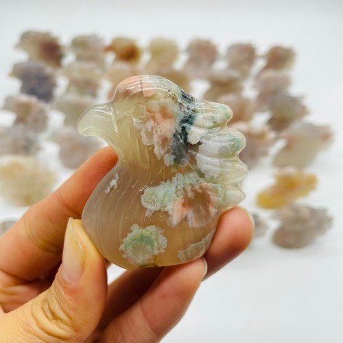 35 Pieces High Quality Sakura Flower Agate Eagle Carving