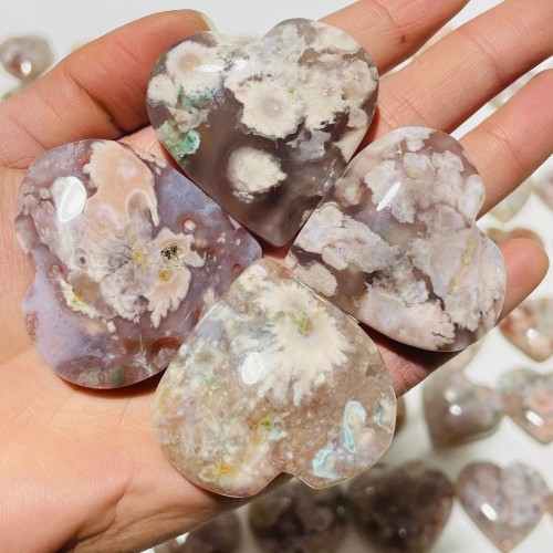 91 Pieces High Quality Sakura Flower Agate Heart