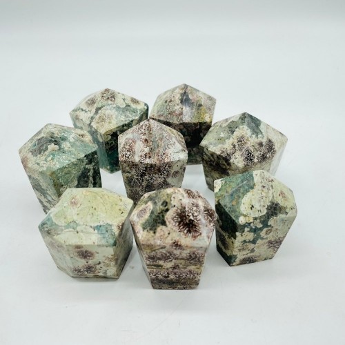 Green Flower Rhyolite CupCake Shape Tower Points Wholesale