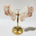 4 Pairs Beautiful Sakura Flower Agate Butterfly Wing Carving With Stand