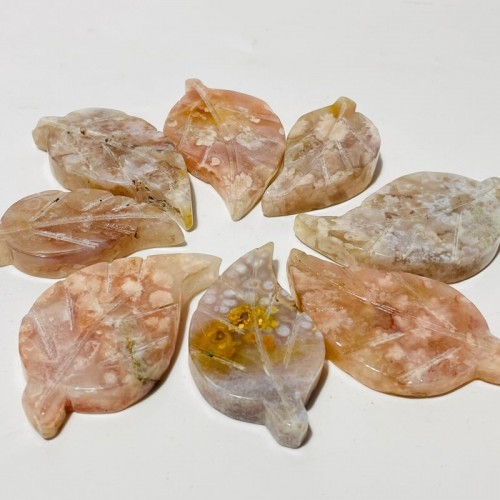 Sakura Flower Agate Leaf Shape Carving Wholesale