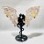 2 Pairs Flower Agate Demon And Angel Wing Carving With Stand