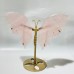 3 Pairs Butterfly Wing Carving With Stand Rose Quartz And Agate