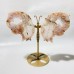 2 Pairs Geode Druzy Pink Sakura Flower Agate Butterfly Wing Carving With Stand