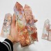 7 Pieces High Quality Druzy Geode Pink Flower Agate Four-sided Tower 6-8.6in