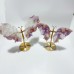 2 Pairs Amethyst Mixed Sakura Flower Agate Butterfly Wing Carving With Stand