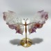 2 Pairs Amethyst Mixed Sakura Flower Agate Butterfly Wing Carving With Stand