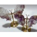 2 Pairs Amethyst Mixed Sakura Flower Agate Butterfly Wing Carving With Stand