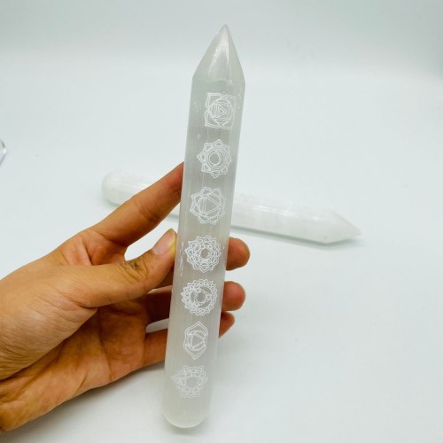 7 Chakras Selenite Massage Wands Round Wholesale