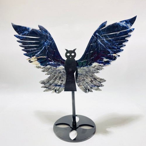 Sodalite Symmetry Wing Carving With Stand