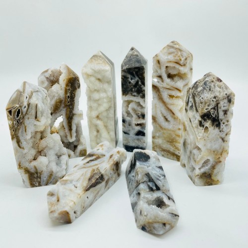 Sphalerite Geode Quartz Four-Sided Tower Point Wholesale