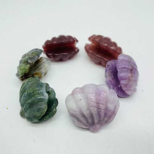 3 Types Shell Moss Agate & Lepidolite Carving Wholesale