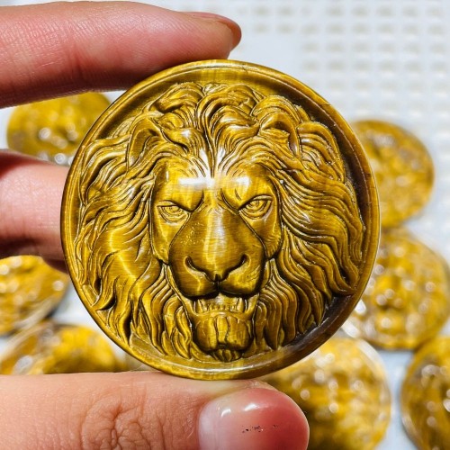 High Quality Tiger Eye Lion Head Carving Wholesale