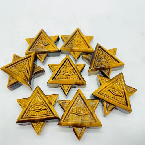 High Quality Tiger Eye Evil Eye Star Carving Wholesale