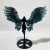 3 Pairs Moss Agate Trolleite Angel Wing Carving With Stand