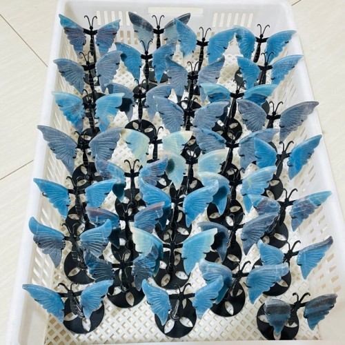 33 Pairs Beautiful Small Trolleite Butterfly Carving With Stand