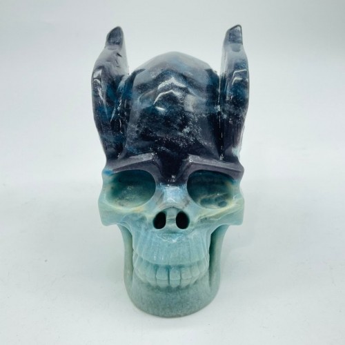 Trolleite Stone Skull With Wing Carving