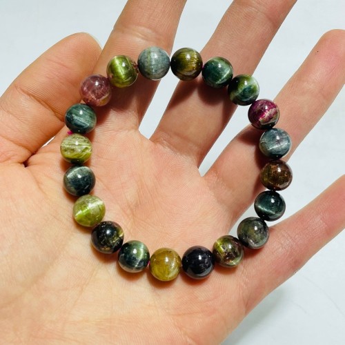 High Grade Rainbow Cat's Eye Tourmaline Bracelet (HGUB06)