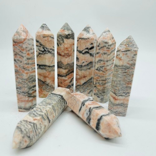 Pink Zebra Stone Tower Points Wholesale